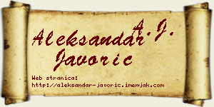 Aleksandar Javorić vizit kartica